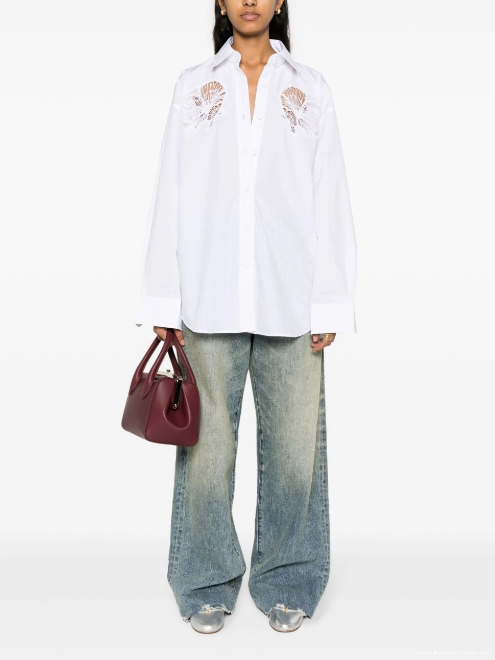 Affordable cotton Women McCartney shirt detailed Stella broderie-anglaise 0805